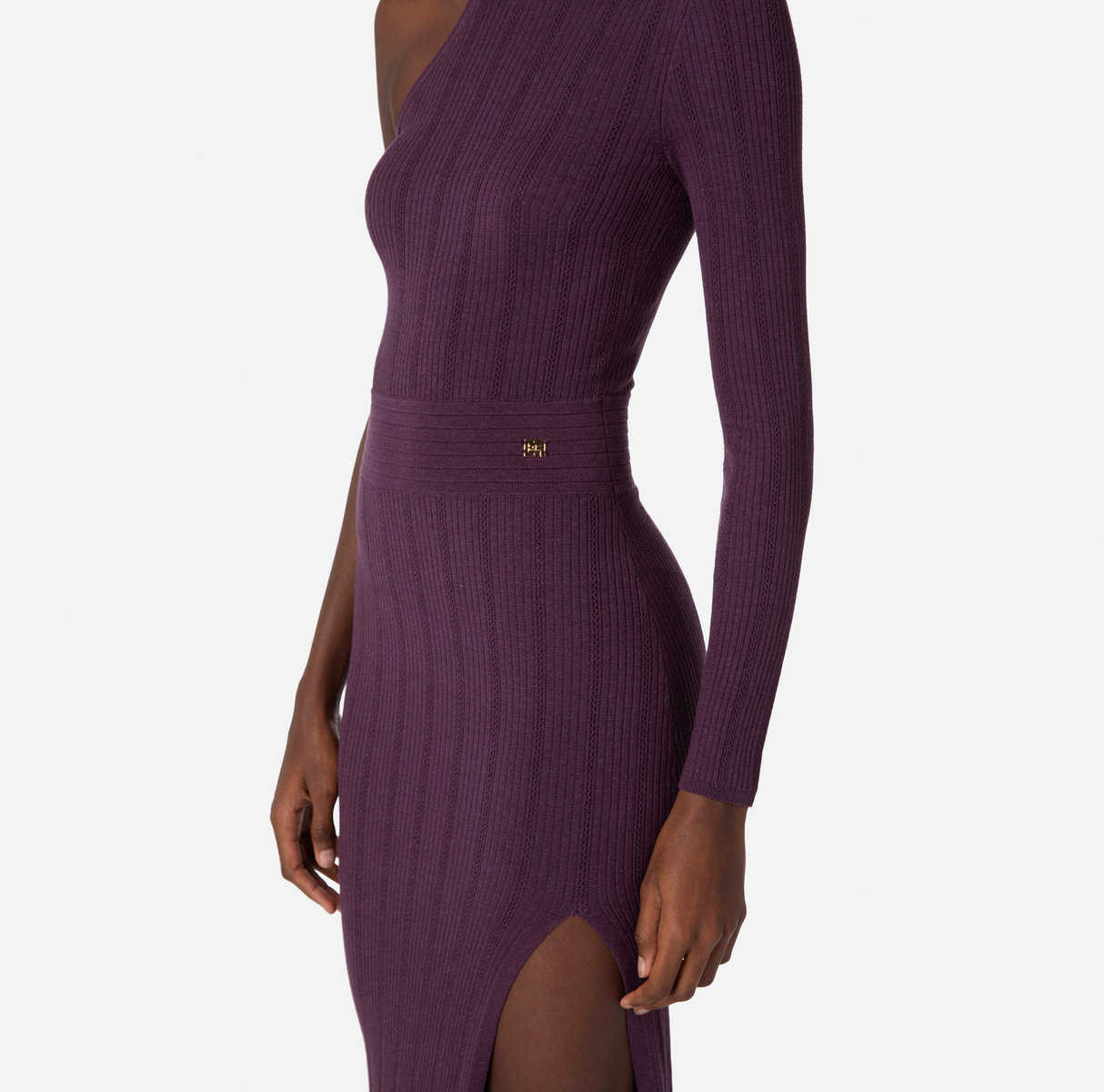 One-shoulder calf-length knit dress - Image 4